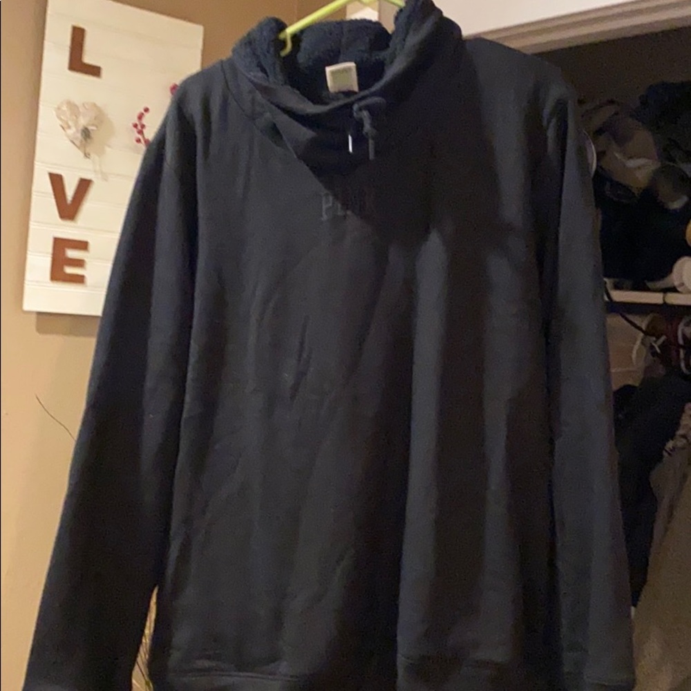 Victoria secret pink  black Sherpa hoodie NWOT